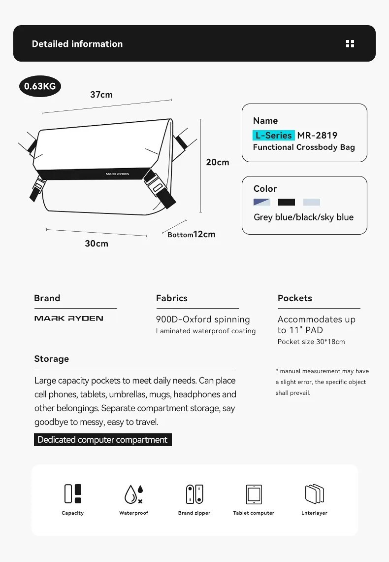 Tui Deo Cheo Nam Mong Nhe Dung iPad 9 11 inch MARK RYDEN UNIGO 11